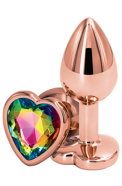Rose Gold Rainbow Heart Small - Analplug aus Metall 1