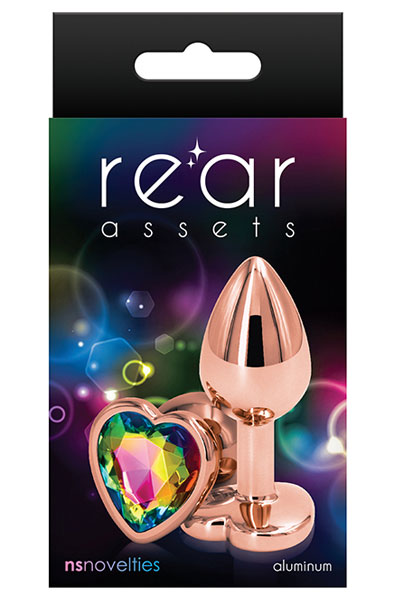 Rose Gold Rainbow Heart Small - Analplug aus Metall 2