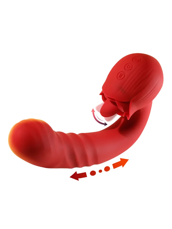 Rose Thrusting Vibrator - Rabbit-Vibrator mit rotierender Zunge 1 [full]