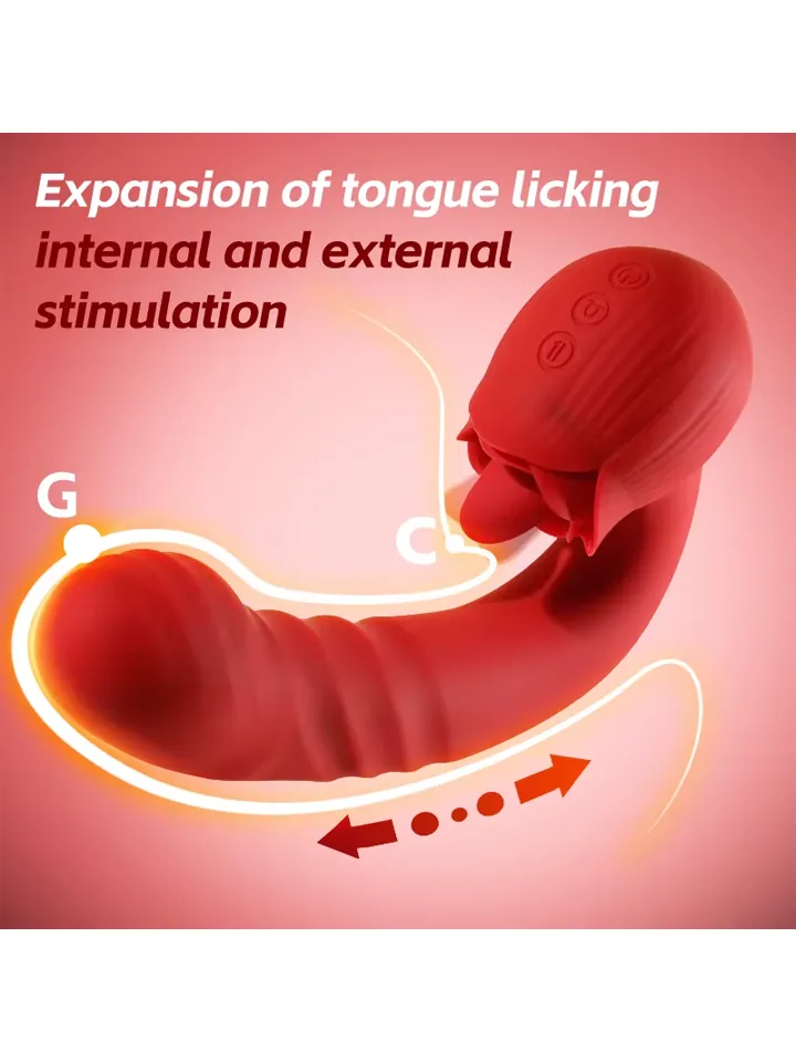 Rose Thrusting Vibrator - Rabbit-Vibrator mit rotierender Zunge 3 [full]