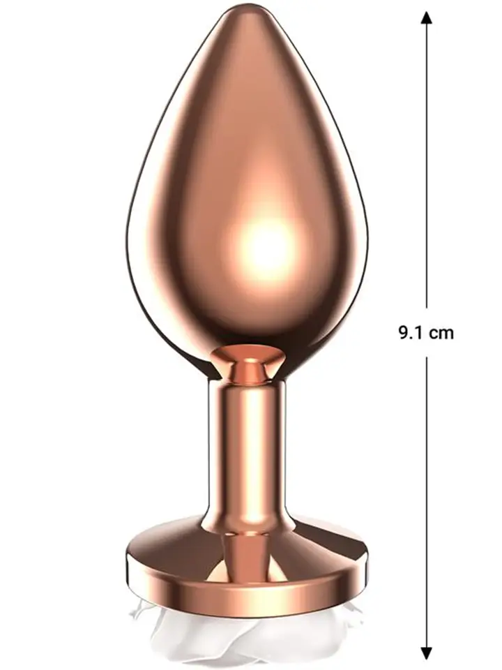 Roségold Analplug aus Metall mit weißer Rose (Medium) - Analplug aus Metall 2