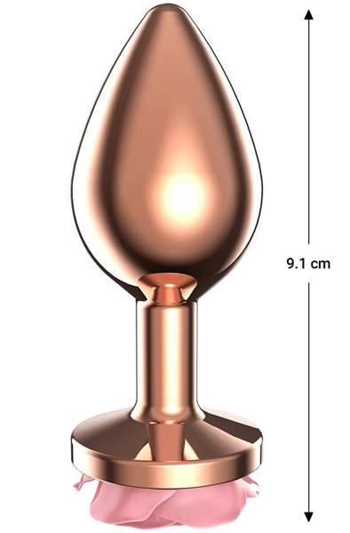 Roségold Metall-Analplug mit pinker Rose – Medium - Analplug 2