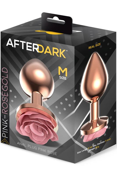 Roségold Metall-Analplug mit pinker Rose – Medium - Analplug 3