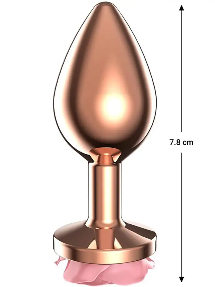 Rosegold Metall-Analplug mit rosa Rose Small - Analplug aus Metall 2