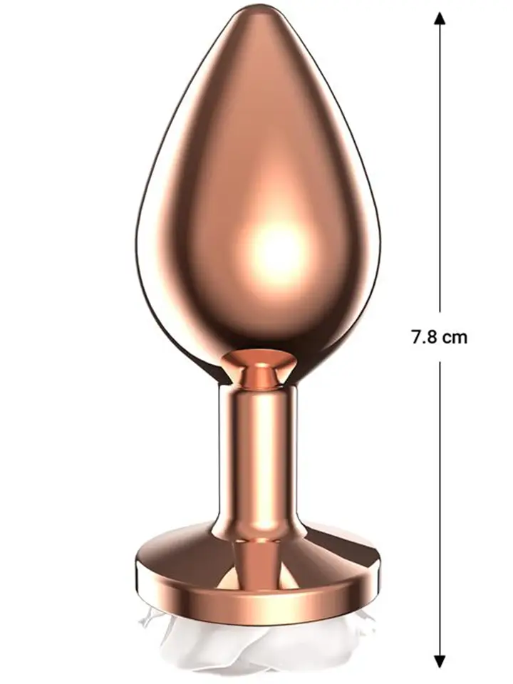Rosegold Metall-Analplug mit weißer Rose – Small - Analplug aus Metall 2