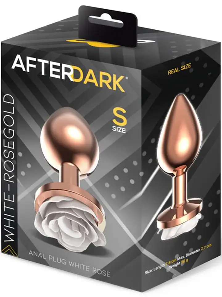 Rosegold Metall-Analplug mit weißer Rose – Small - Analplug aus Metall 3