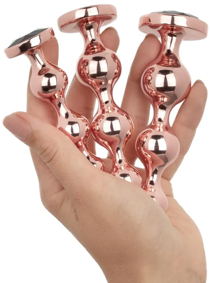 Rosy Gold Metal Butt Plug 3-pcs Set - Analplug Set 2