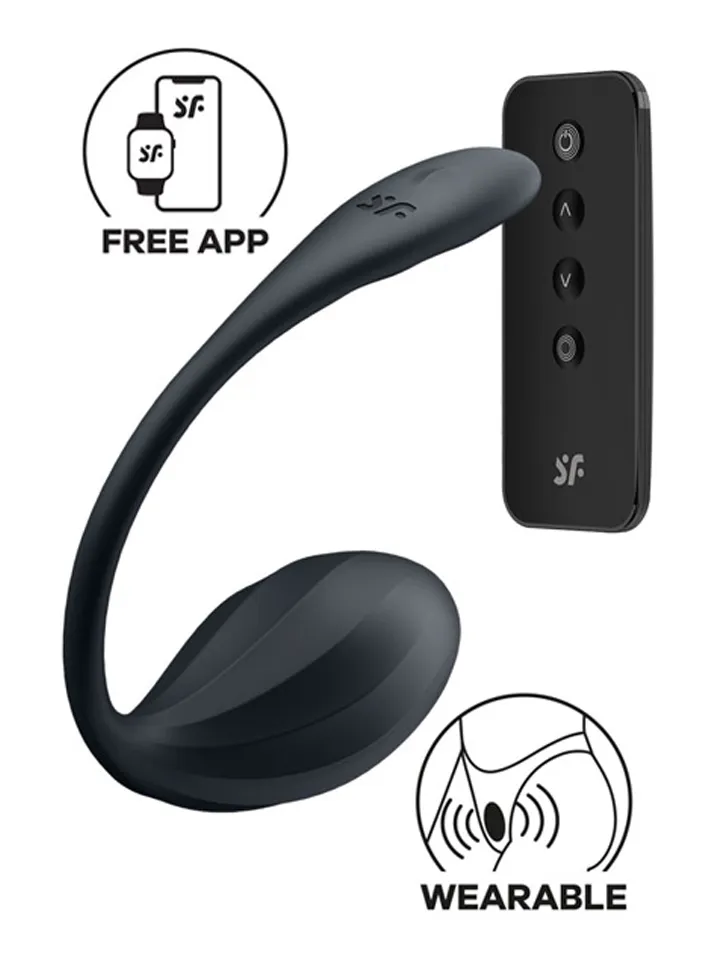 Satisfyer Gerippte Blütenblatt App Vibrator Schwarz - App-gesteuertes Vibro-Ei 1 [full]