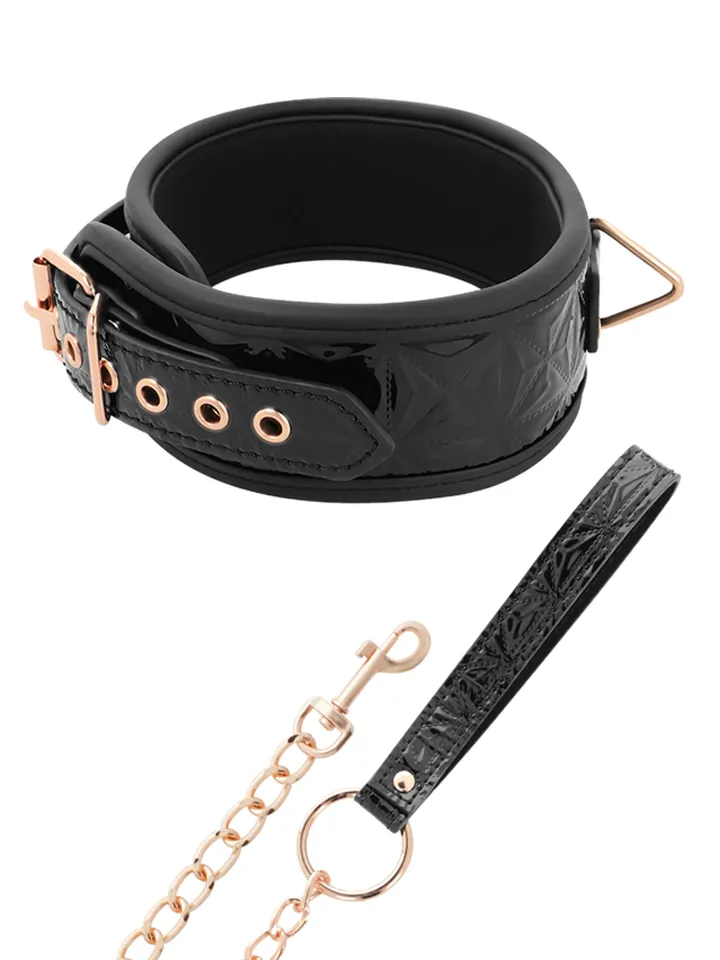 Schwarze Edition Premium Veganleder-Halsband - Halsband & Leine 1 [full]