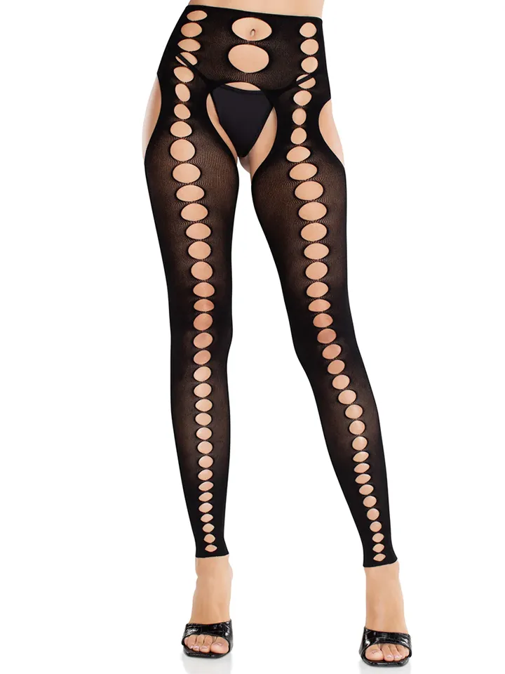 Seamless Opaque Footless Suspender Hose Black - Strümpfe 1 [full]