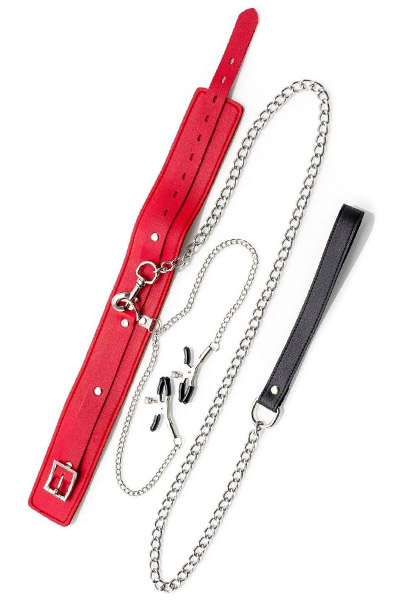 Set Of Collar & Nipple Clamps - Halsbänder mit Brustklammern 2