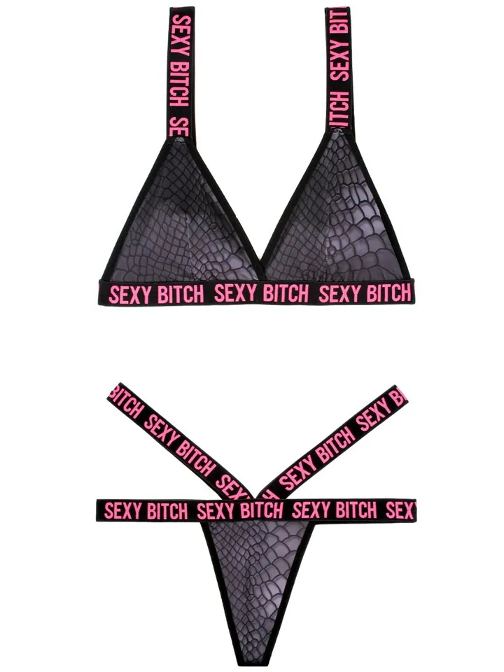 Sexy Bitch Bralette & Strappy Thong Panty - Unterwäschen Set 4