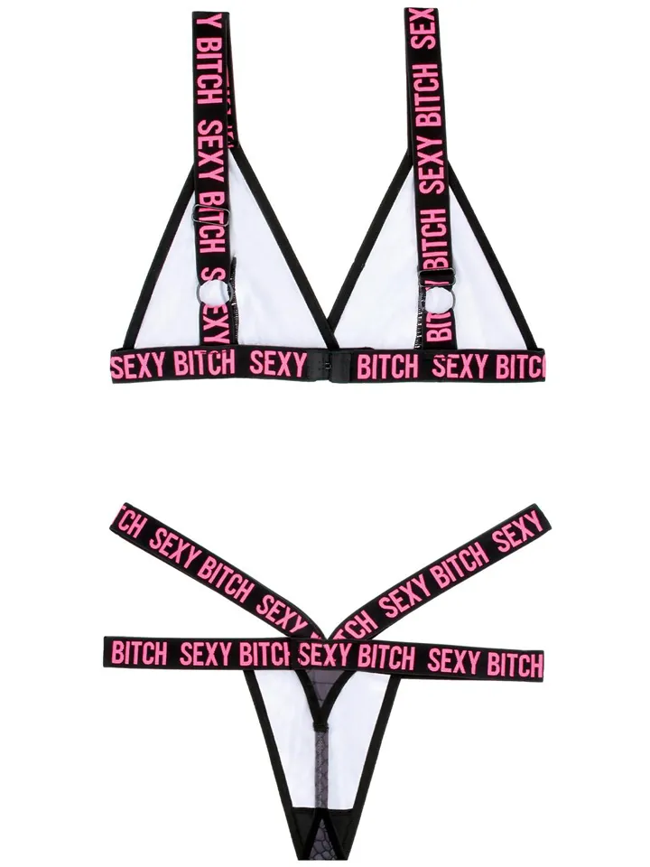 Sexy Bitch Bralette & Strappy Thong Panty - Unterwäschen Set 5