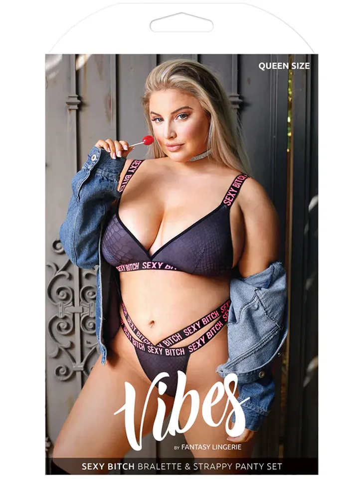 Sexy Bitch Bralette & Strappy Thong Panty Queen - Unterwäschen Set 3
