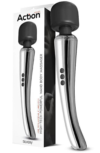 Silberner High-Tech, extrem leistungsstarker kabelloser Wand-Vibrator - Zauberstab/Massagestab 6
