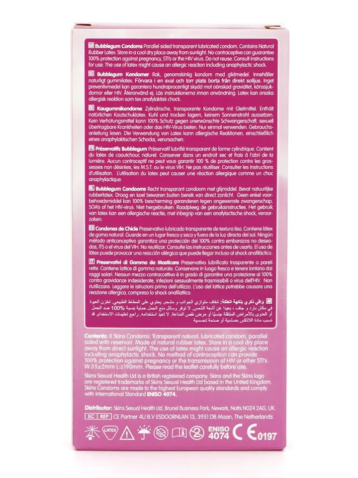 Skins Bubblegum Condoms 8-pack - Aromatisierte Kondome 2 [full]