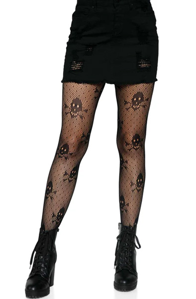 Skull Print Strumpfhose Schwarz - Strümpfe 1