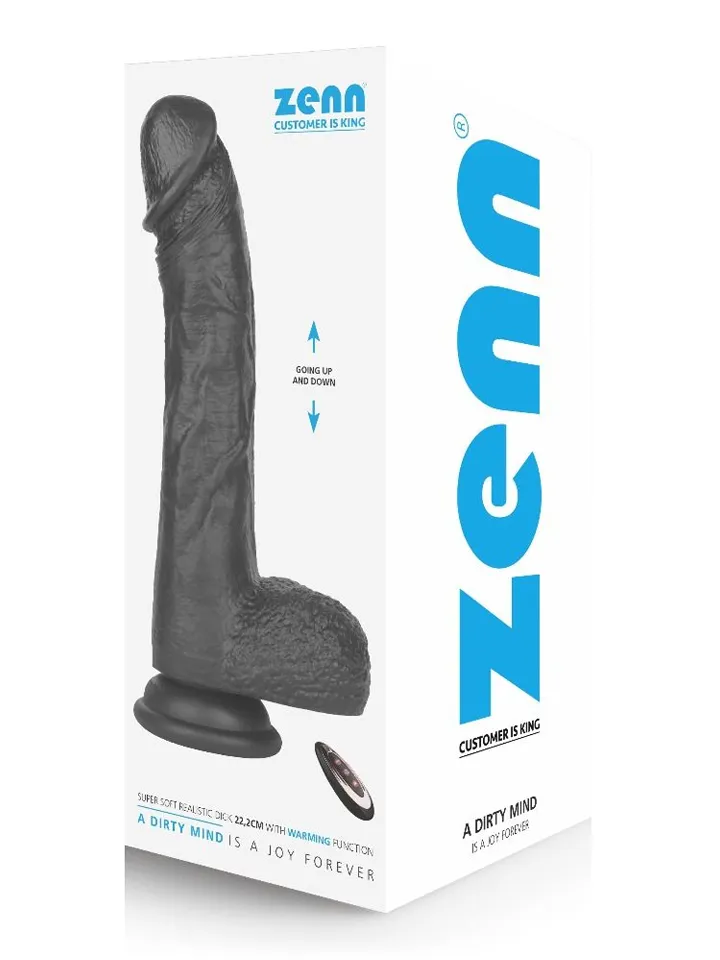 Super Soft Dildo With Warming Black 22,2 cm - Vibrierender Dildo 1 [full]