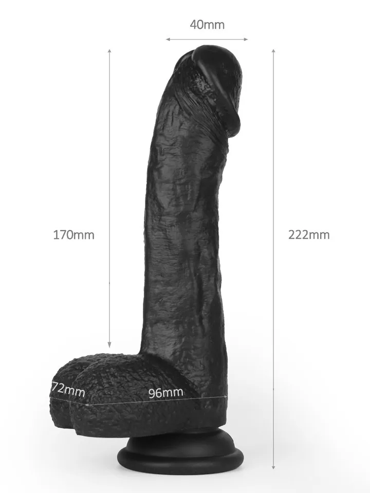 Super Soft Dildo With Warming Black 22,2 cm - Vibrierender Dildo 2 [full]