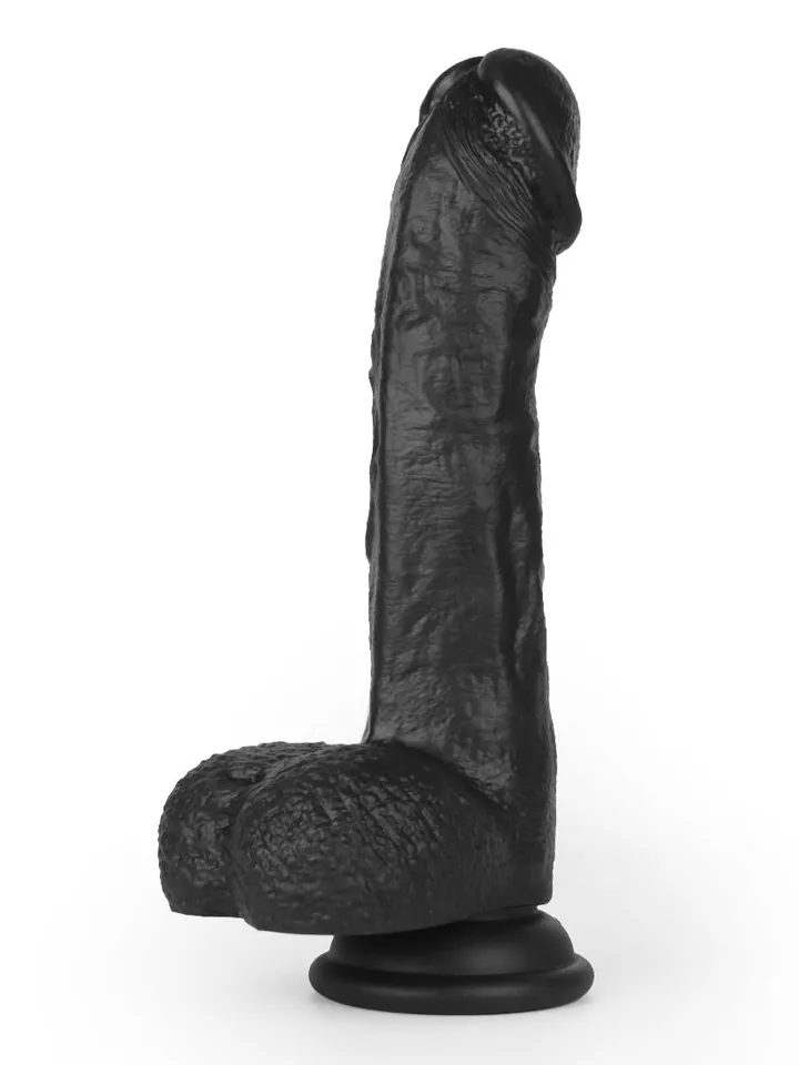 Super Soft Dildo With Warming Black 22,2 cm - Vibrierender Dildo 4 [full]