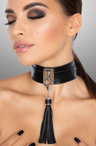 Teasing Tassel Collar Silver/Black - BDSM Halsband 4
