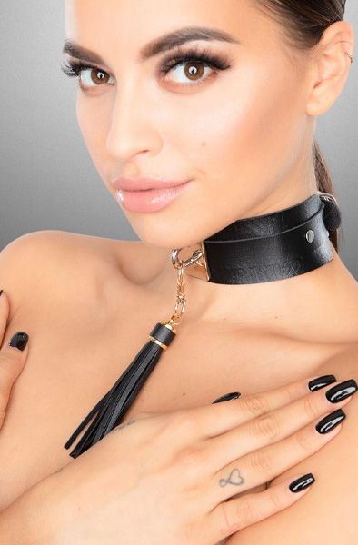 Teasing Tassel Halsband Gold/Schwarz - BDSM Halsband 2