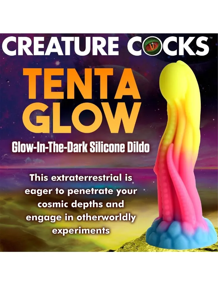 Tenta-Glow Glow-In-The-Dark Dildo 21,6 cm - Drachen-Dildo 3