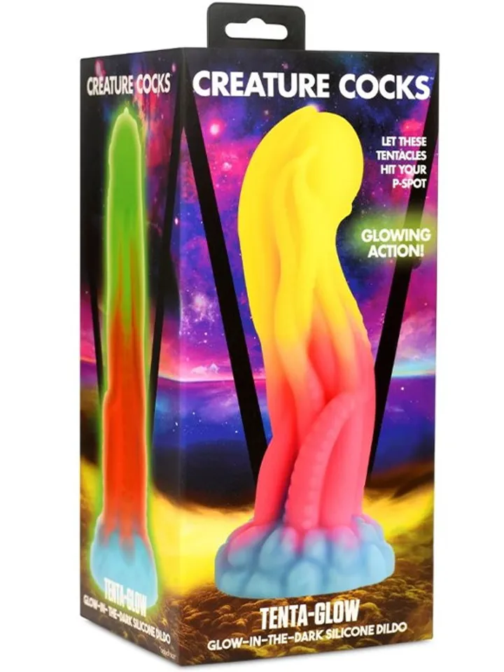 Tenta-Glow Glow-In-The-Dark Dildo 21,6 cm - Drachen-Dildo 4