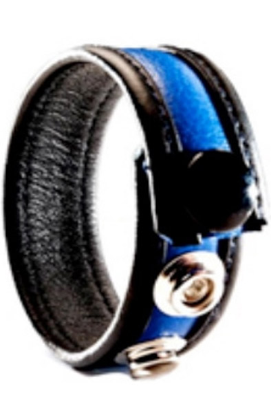 The Red Leather Cockring 3-snaps Black-Blue - Cockring 2
