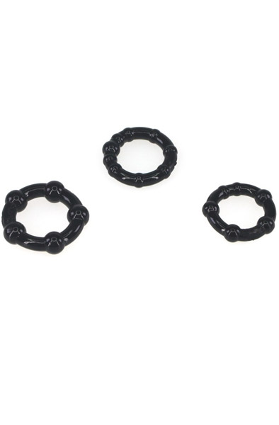 The Red Triple Beaded Ring Set Black - Cockring-Set 2