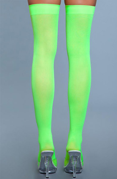 Thigh High Nylonstrümpfe Neon Grün - Stay-ups 2