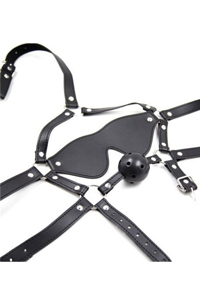 TOYZ4LOVERS Total Head Harness Restraint - Geschirr mit Knebelball 2