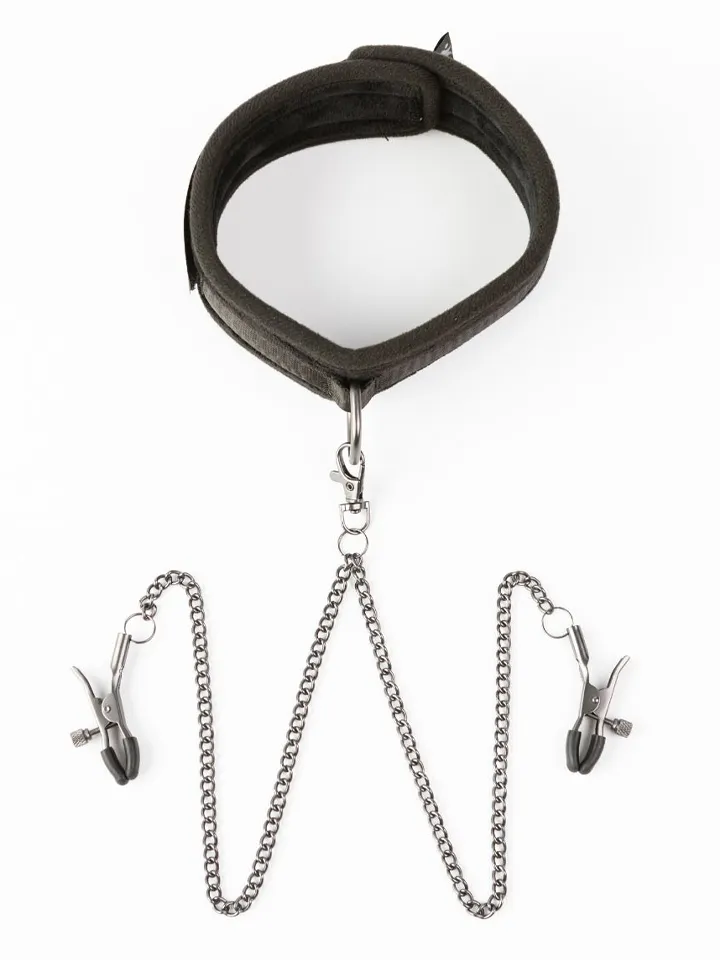 Twin Tweaks Velvet Collar With Nipple Clamps - Halsbänder mit Brustklammern 2 [full]