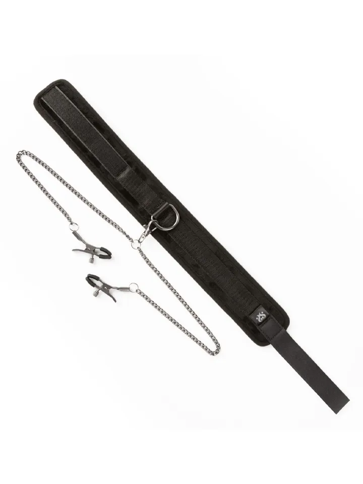Twin Tweaks Velvet Collar With Nipple Clamps - Halsbänder mit Brustklammern 3 [full]