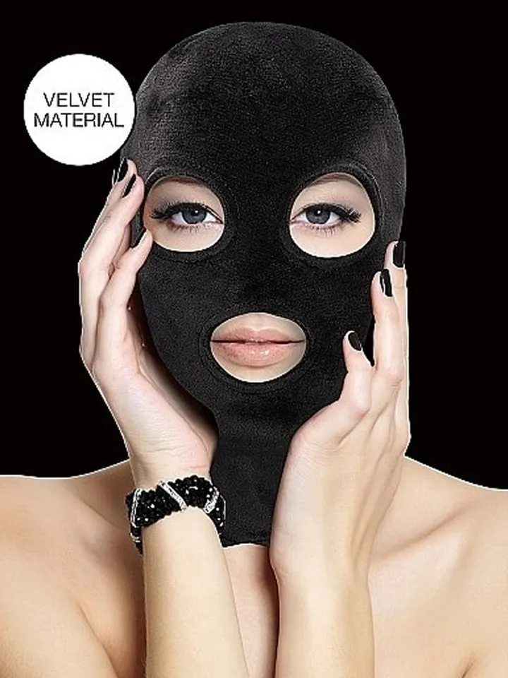 Velvet & Velcro Maske mit Augen- und Mundöffnung - BDSM Maske 1 [full]