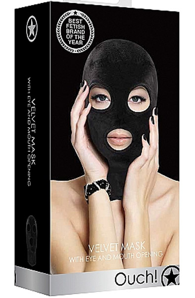 Velvet & Velcro Maske mit Augen- und Mundöffnung - BDSM Maske 2