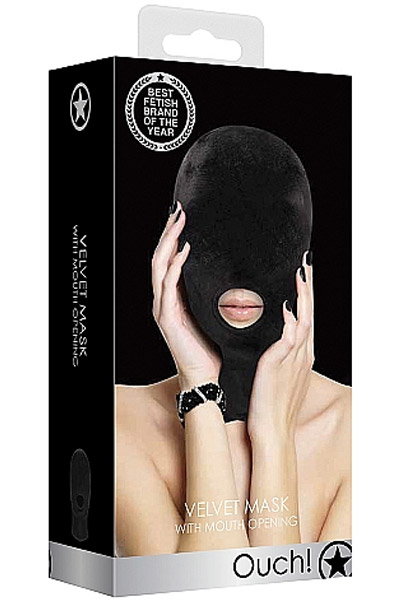 Velvet & Velcro Maske mit Mundöffnung - BDSM Maske 3