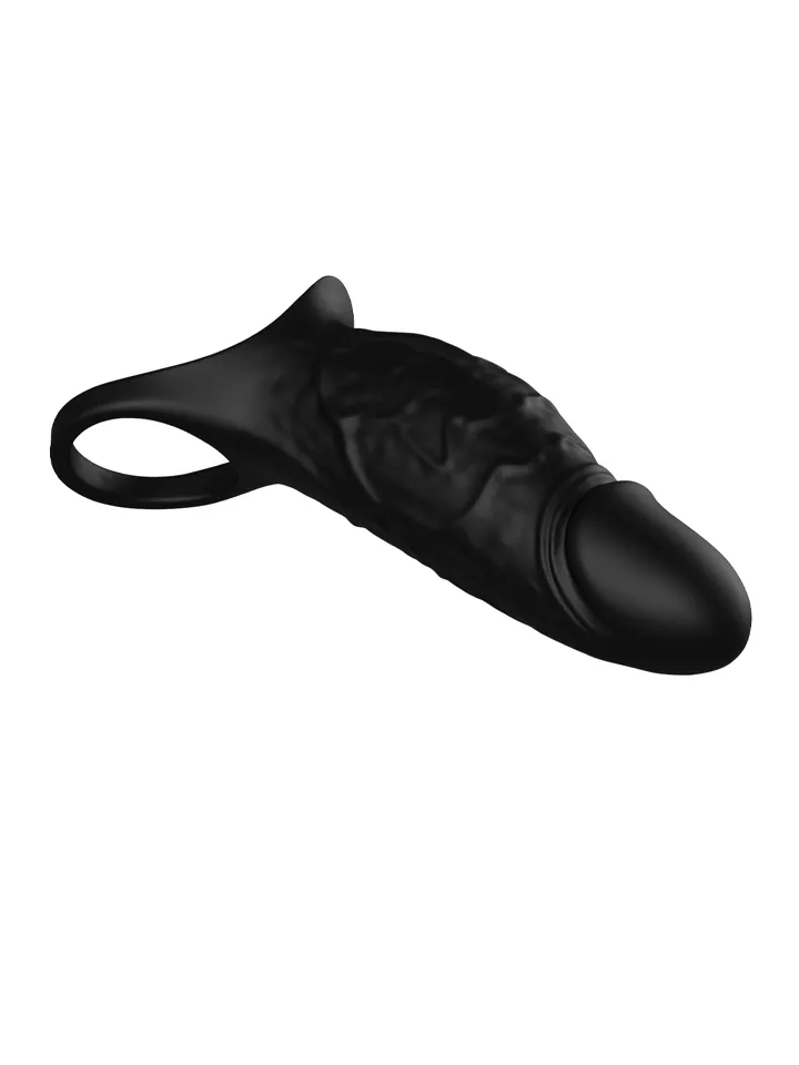Vibrating Cock Sleeve Black - Vibrierender Penisverlängerer 2 [full]
