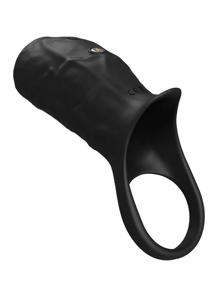 Vibrating Open Cock Sleeve Black - Vibrierender Penisverlängerer 1 [full]