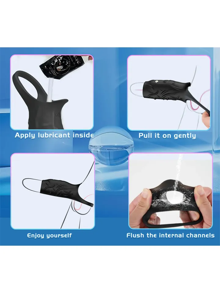 Vibrating Open Cock Sleeve Black - Vibrierender Penisverlängerer 2 [full]