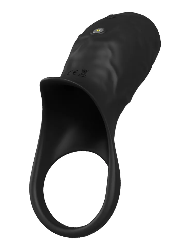 Vibrating Open Cock Sleeve Black - Vibrierender Penisverlängerer 3 [full]