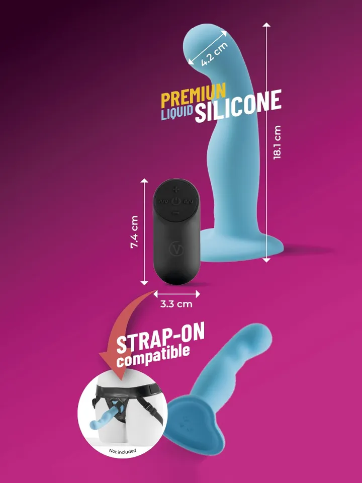 Vibrating Silicone Dildo With Remote Blue 18 cm - Vibrierender Dildo 2 [full]