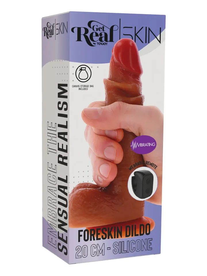 Vibrating Silicone Foreskin Dildo 20 cm - Vibrierender Dildo 5 [full]