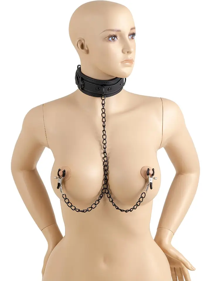 Virgite Halsband mit Nippelklemmen - Halsbänder mit Brustklammern 2