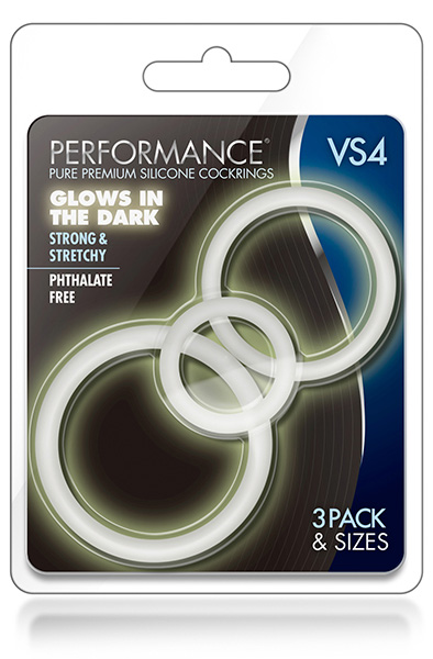 VS4 Cock Ring Set White Glows In The Dark - Cockring-Set 2