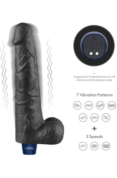 Wiederaufladbarer Vibrationsdildo Schwarz 27,2 cm - Vibrierender Dildo 2