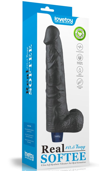 Wiederaufladbarer Vibrationsdildo Schwarz 27,2 cm - Vibrierender Dildo 7