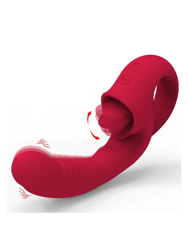Wiederaufladbarer Vibrator mit 10 Leck-Funktionen - Rabbit-Vibrator 3 [full]