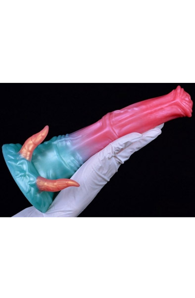 Alien Biest Cyan Regenbogen Dildo 23,5 cm - Drachen-Dildo 3