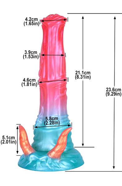 Alien Biest Cyan Regenbogen Dildo 23,5 cm - Drachen-Dildo 4